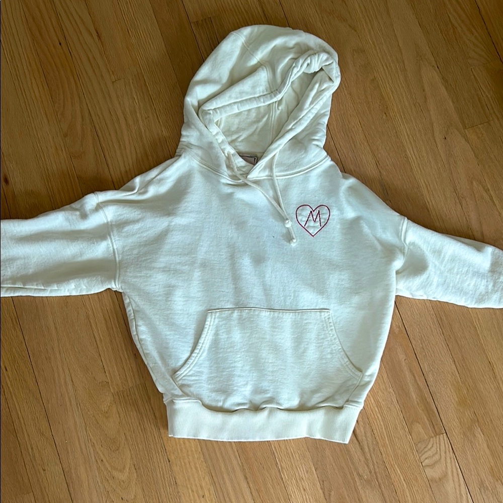 Kids Cream Hoodie with Heart Logo